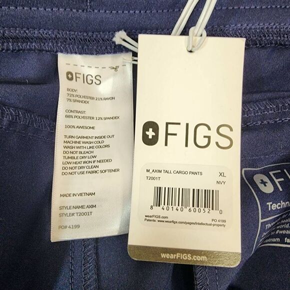 Figs Men's XL Tall  Navy Axim Cargo Scrub Pants Nursing Workwear - Picture 7 of 13